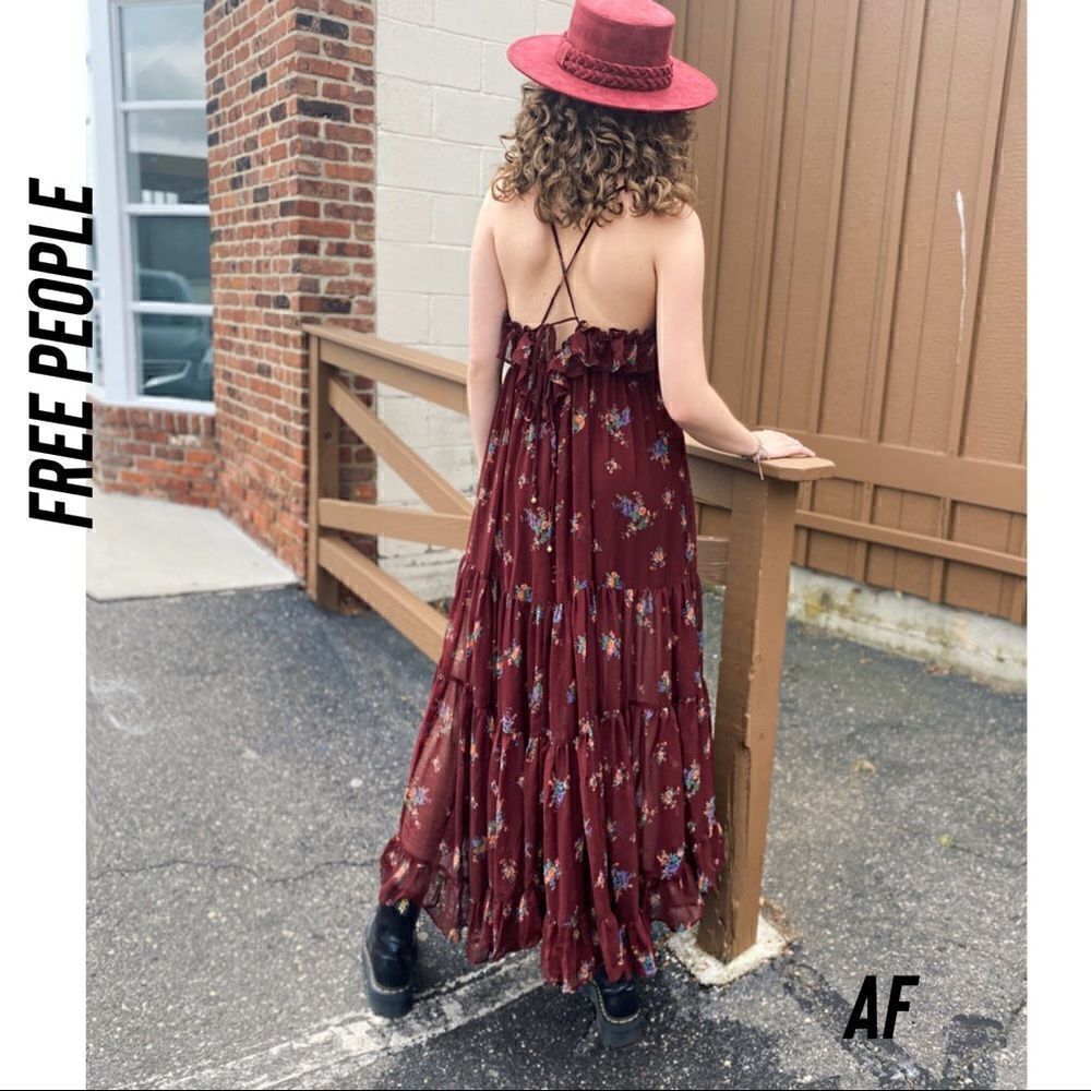 FREE PEOPLE CLOUD NINE MAXI DRESS IN WINE SIZE XS - Picture 3 of 12